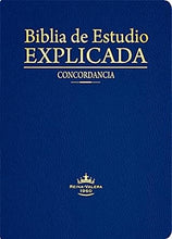 Cargar imagen en el visor de la galería, Biblia RVR 1960 de Estudio Explicada Piel Azul Índice Concordancia
