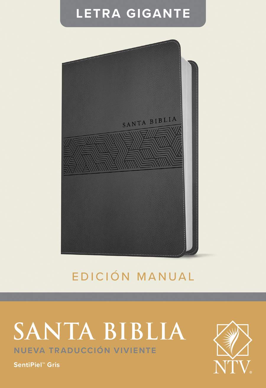 Biblia NTV Letra Gigante Tamaño Manual Piel Gris