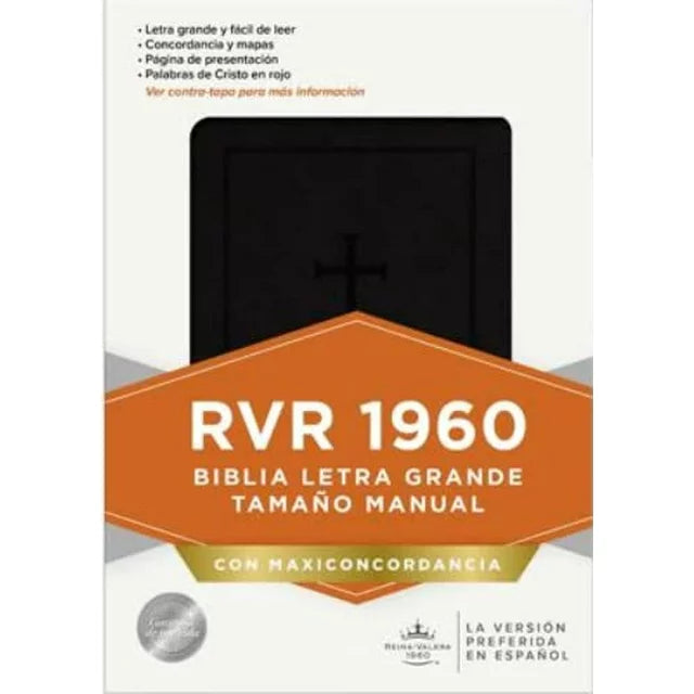 Biblia RVR 1960 Letra Grande Tamaño Manual Maxiconcordancia negro piel