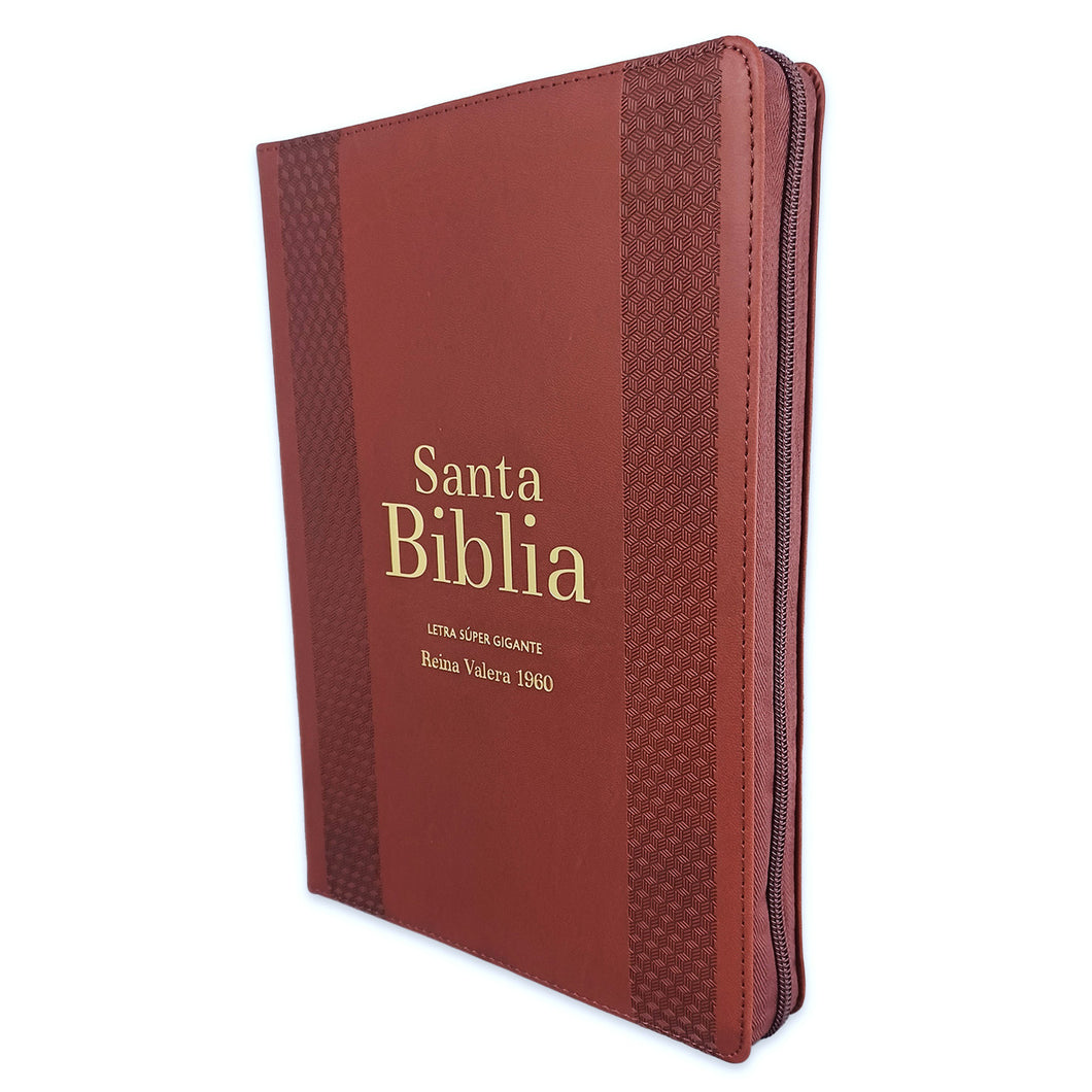 Biblia RVR 1960 Letra Súper Gigante Marrón con Cierre con Índice