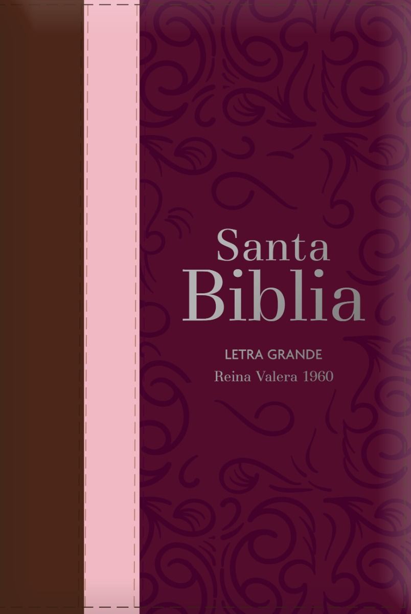 Biblia RVR 1960 Letra Grande Tamaño Manual Tricolor Guinda Palo Rosa Marrón con Cierre con Índice