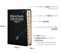 Cargar imagen en el visor de la galería, Biblia RVR 1960 de Estudio Explicada Negro
