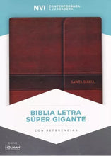 Cargar imagen en el visor de la galería, Biblia NVI Letra Súper Gigante Marrón con Solapa y Iman con Cierre con Índice
