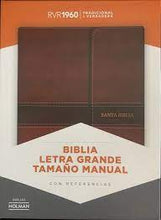 Cargar imagen en el visor de la galería, Biblia RVR 1960 Letra Grande Tamaño Manual Marrón Símil Piel y Solapa con Iman Índice
