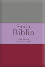 Cargar imagen en el visor de la galería, Biblia RVR 1960 Letra Grande Tamaño Manual Tricolor Marrón Lila Claro Violeta con Cierre con Índice
