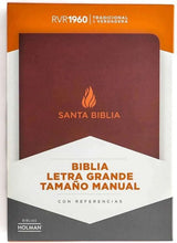 Cargar imagen en el visor de la galería, Biblia RVR 1960 Letra Grande Tamaño Manual Marrón Piel Fabricada con Índice
