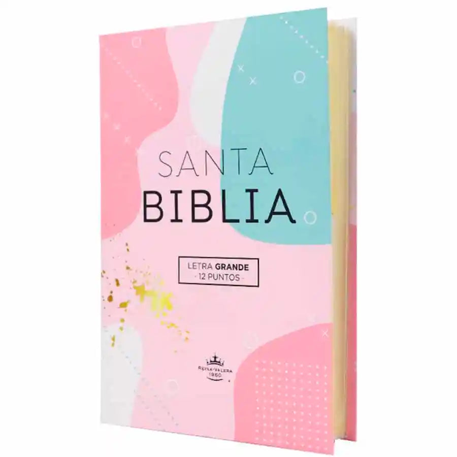 Biblia RVR 1960 Letra Grande Tamaño Manual Tapa Flex Pastel Tricolor