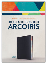 Cargar imagen en el visor de la galería, Biblia RVR 1960 de Estudio Arco Iris Negro Imitación Piel
