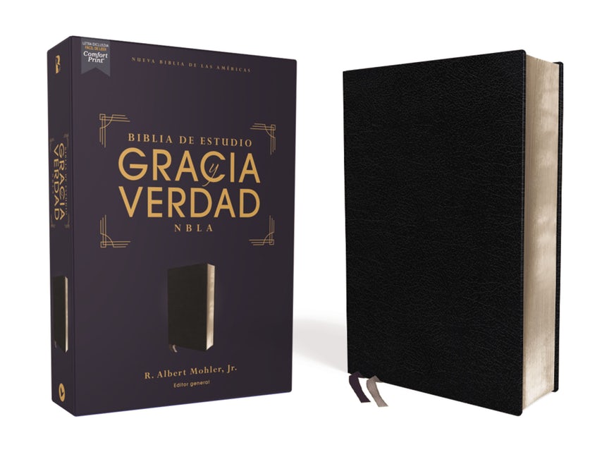 Biblia NBLA de Estudio Gracia y Verdad Piel Fabricada Negro Interior a dos Colores