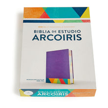 Cargar imagen en el visor de la galería, Biblia RVR 1960 de Estudio Arco Iris Símil Piel Morado Multicolor
