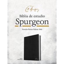 Cargar imagen en el visor de la galería, Biblia RVR 1960 de Estudio Spurgeon Negro Piel Genuina
