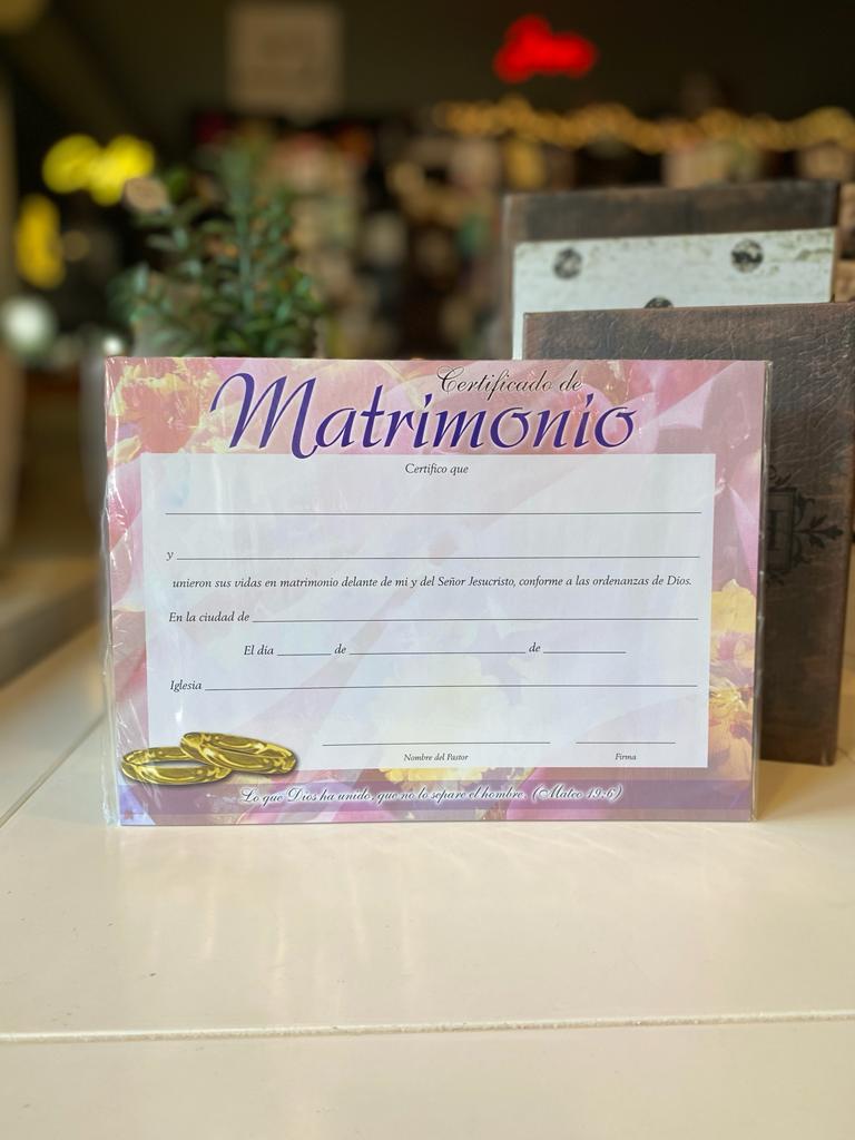 Certificado de Matrimonio - Novedad