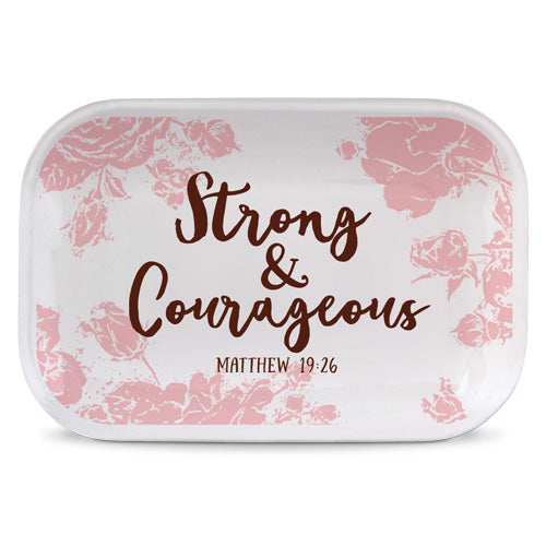 Plato Decorativo - en Inglés - Strong and Courageous - Pequeño