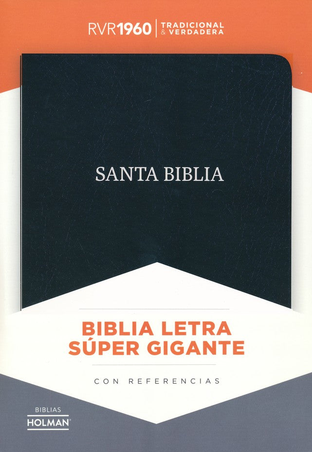 Biblia RVR 1960 Letra Súper Gigante Negro Piel Fabricada con Índice